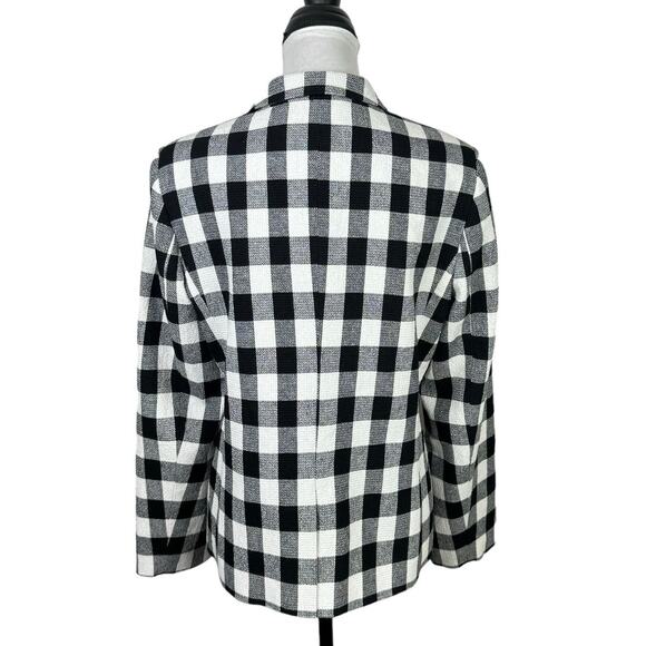 Halogen Black & White Checkered One Button Blazer Jacket - Picture 4 of 10